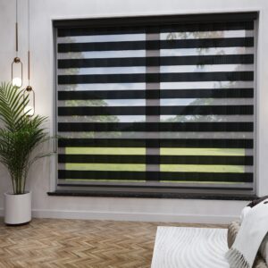 Duo rolgordijn zwart open