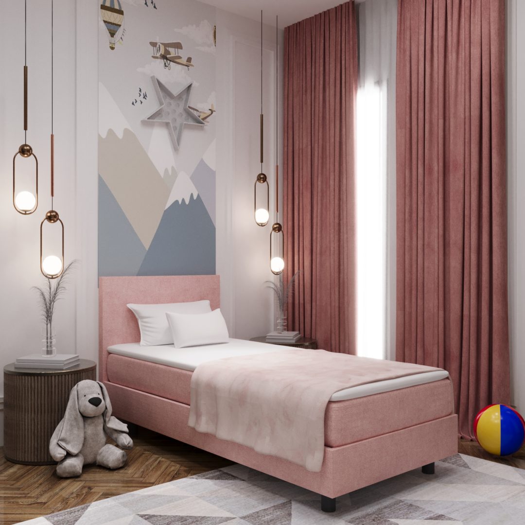 Kinderboxspring Lumo Roze